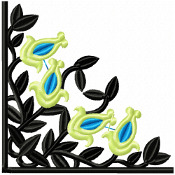Floral Filigree Corners Embroidery Design 6